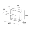 Recessed handle 180x100mm gold/brown metallic 