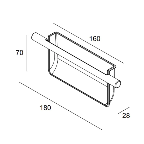 Recessed handle 180x70mm chrome/brown metallic 