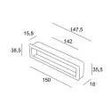 Recessed handle 150x38.5mm matt black 