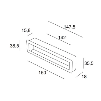 Recessed handle 150x38.5mm matt chrome 