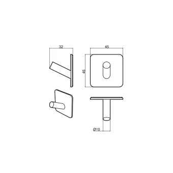 Pakabėlė 1 BASE klijuojama 45x45x30mm, matinė juoda