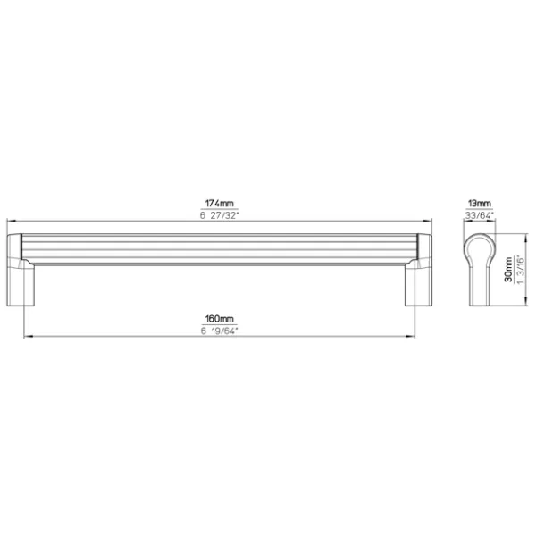 Handle CC160mm L174mm stainless steel