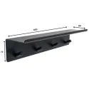 Hook with shelf 4 BASE self-adhesive 300x72x80mm matt black