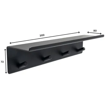 Kabykla su lentynėle 4 BASE klijuojama 300x72x80mm, matinė juoda