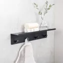 Hook with shelf 4 BASE self-adhesive 300x72x80mm matt black