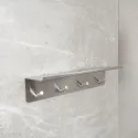 Hook with shelf 4 BASE self-adhesive 300x72x80mm brushed stainless steel