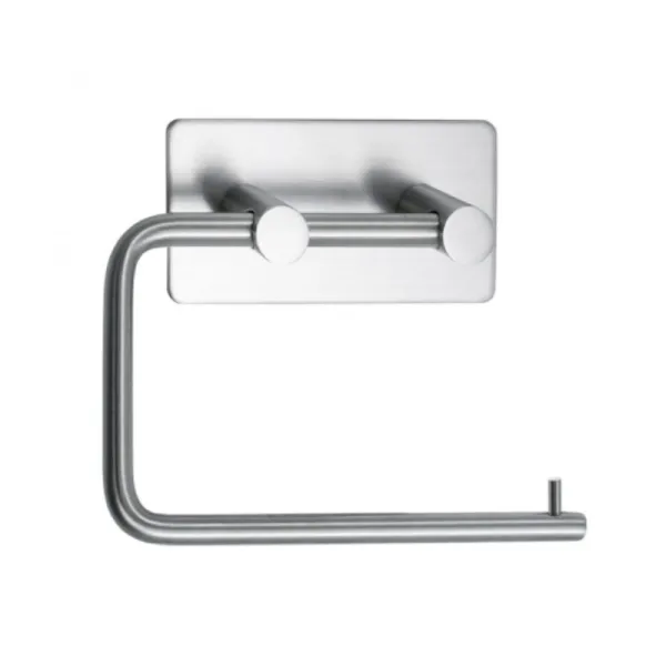Toilet roll holder BASE self-adhesive 134x106.5x28mm brushed stainless steel