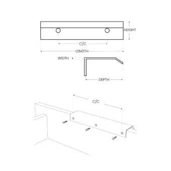 Handle SLIM 4025 CC192mm L232mm, 3 fixing points, chrome 