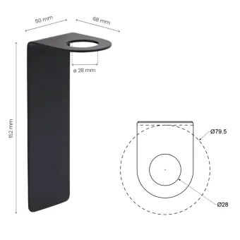 Laikiklis muilo dozatoriui BASE klijuojamas 152x50x68mm, matinė juoda