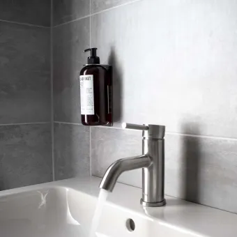 Soap pump holder BASE self-adhesive 152x50x68mm brushed stainless steel