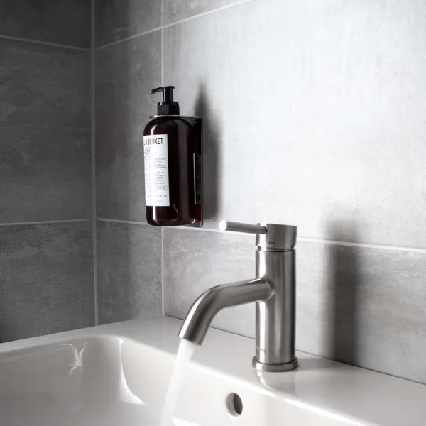 Soap pump holder BASE self-adhesive 152x50x68mm brushed stainless steel