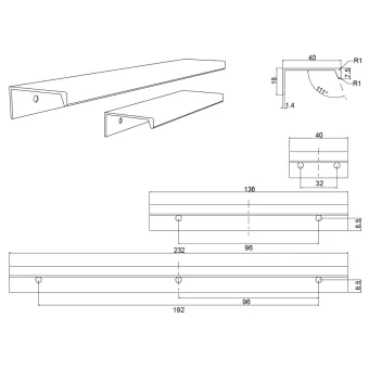 Handle SLIM 4025 CC32mm L40mm white 
