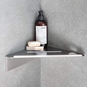 Corner shower shelf BASE self-adhesive 210x210x67mm brushed stainless steel