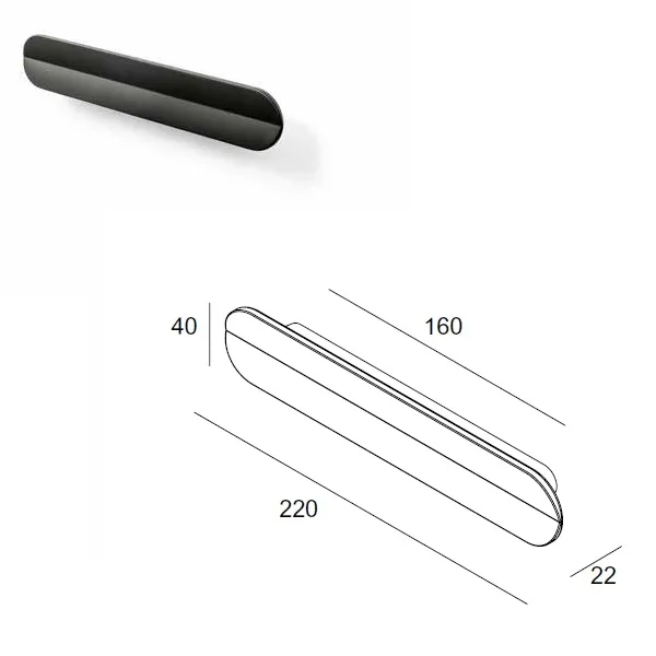 Handle CC160mm L220mm matt black 