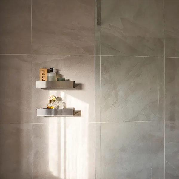 Shower shelf BASE self-adhesive 300x60x85mm brushed stainless steel