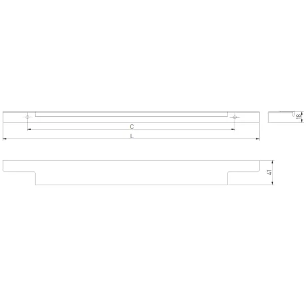 Profile handle LIND, screw fixing, L596mm matt black 