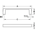 Rankenėlė H1735 CC128mm, 139x28mm, šlifuota bronza