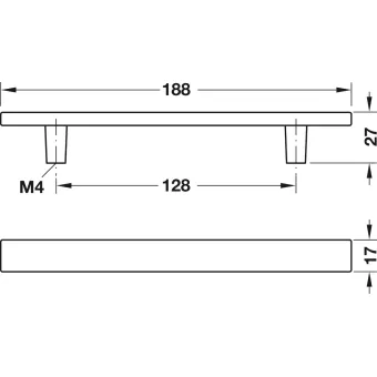 Furniture handle, Handle with base, zinc alloy, straight-edged, round base