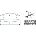 Handle CC128mm L184mm matt nickel