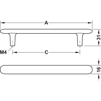 Rankenėlė H2135 CC96mm, L141mm, matinė juoda