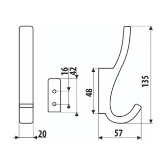 Hook large matt chrome