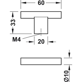 Rankenėlė vieno taško 60x10mm, H33mm, šlifuota žalvaris
