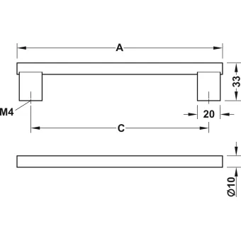 D handle, Aluminium