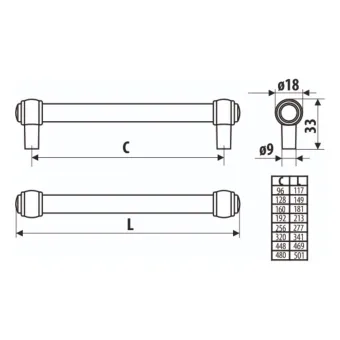 Rankenėlė CC160mm, L180mm, bronza lakuota