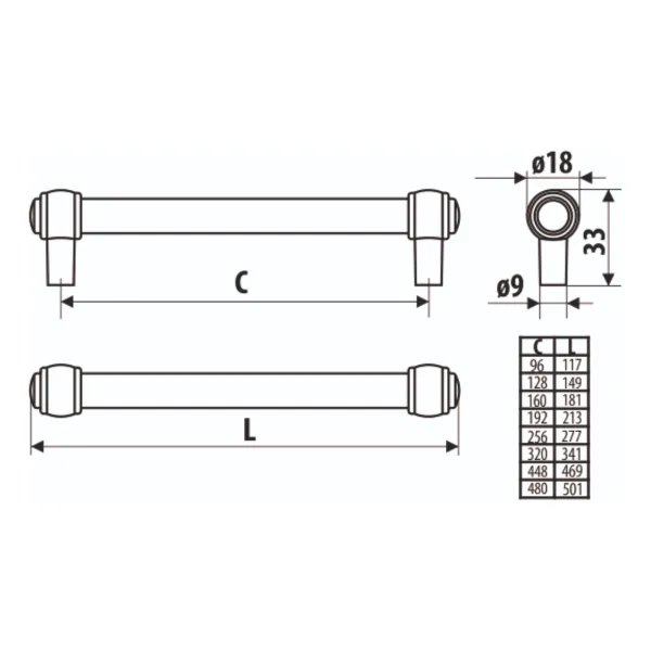 Rankenėlė CC480mm, L500mm, bronza lakuota