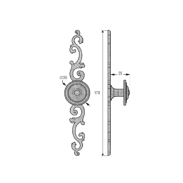 Rankenėlė vieno taško RETRO L178mm, Ø30mm, retro bronza