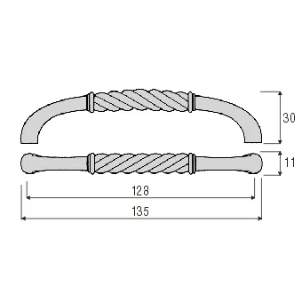 Rankenėlė RETRO CC128mm, L135mm, sendintas alavas