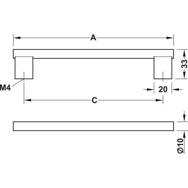 D handle, Aluminium 