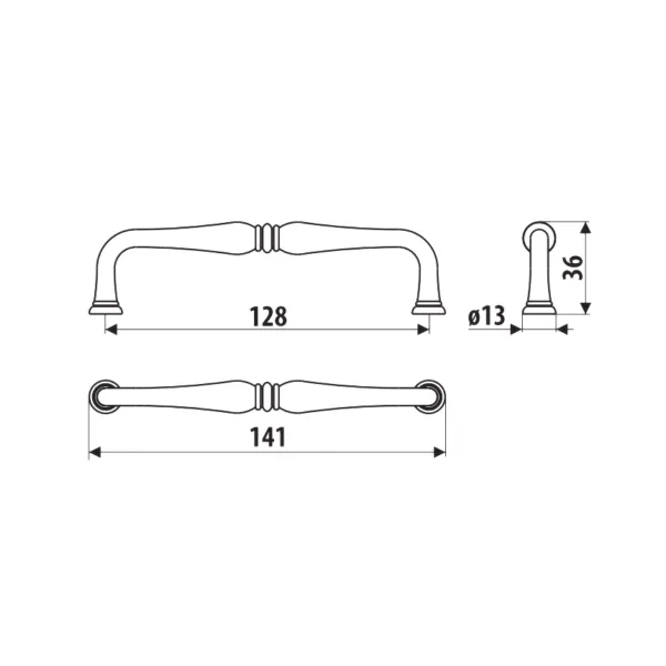 Handle CC128mm L141mm aged nickel