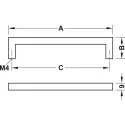 Furniture handle, D handle, zinc alloy, straight-edged 