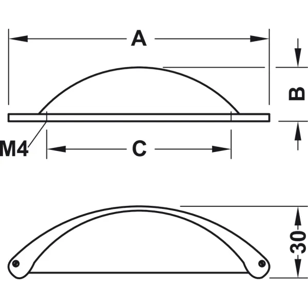 Rankenėlė CC64mm, 104x25mm, matinė juoda