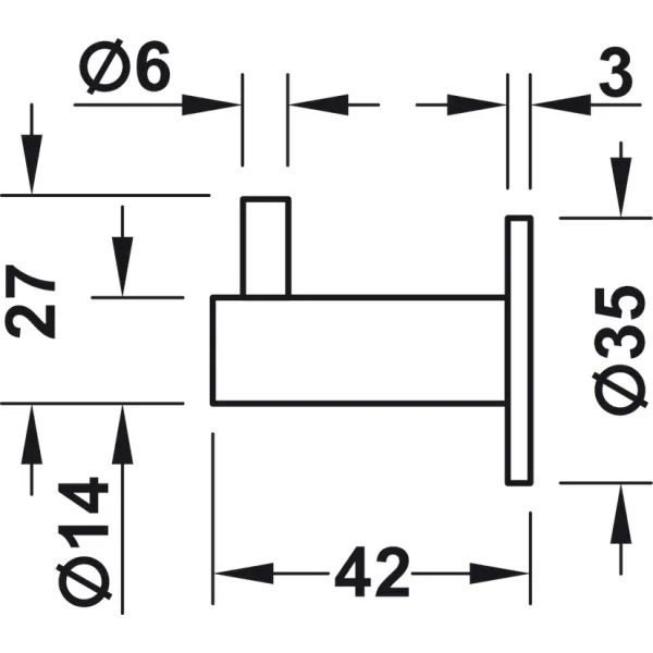 Pakabėlė D35 L42 mat.juoda HAFELE