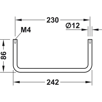Kabykla U matinis nikelis 12/242x86mm,