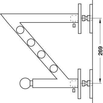 Wardrobe arm, Stainless steel, with 9 hooks, wall mounting