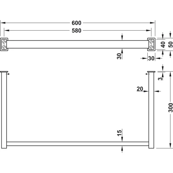 Wall mounted wardrobe rack, Stainless steel, wall mounting