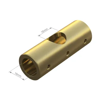 CROSS connector for Ø16mm tube L68mm polished brass No16