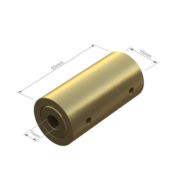 Tvirtinimas tiesus paslėptasis Ø16mm, vamzdžiui L50mm, šlifuotas žalvaris No16