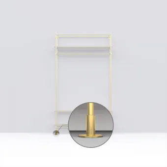 Floor / wall mounting with plate for Ø16mm tube L50+4mm polished brass No16