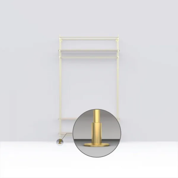 Floor / wall mounting with plate for Ø16mm tube L50+4mm brushed brass No16