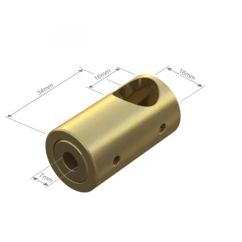 T-connector with invisible fixation for Ø16mm tube L45mm brushed brass No16
