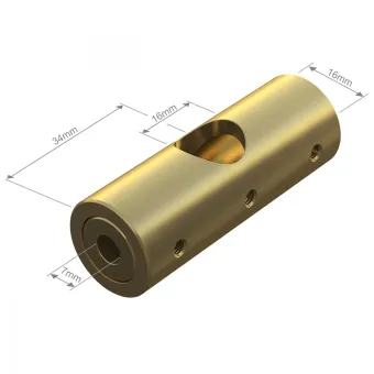 Tvirtinimas CROSS paslėptasis Ø16mm, vamzdžiui L68mm, poliruotas žalvaris No16