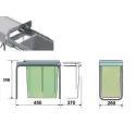 Pull-out wastebin, full extension, 21l brown