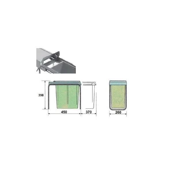 Pull-out wastebin, full extension, 21l brown