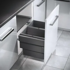 Šiukšliadėžė 2x28l pilno ištr. 400x424mm pilka HAFELE