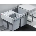 Three compartment waste bin, 1x18 and 2x8 litres, Hailo Tandem 3642-13 space saving waste bins