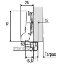 Hinge for aluminum profile, half overlay, 9mm PUSH SALICE